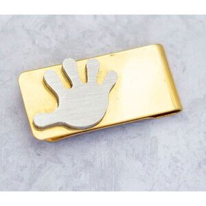 Vintage Gold Tone Hand Print Kids Money Clip by Dante | CD1